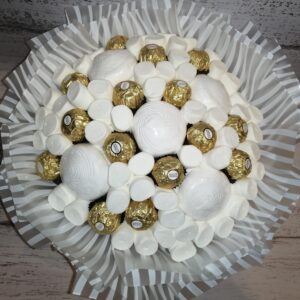 Букет из зефира и рахат лукума подарочный поздравительный съедобный вкусный 4